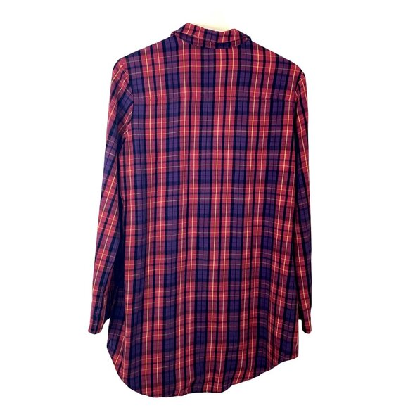 Betsey Johnson Intimates Plaid Cotton Sleep Shirt‎ S Cozy Comfort Ruffles - Picture 2 of 9